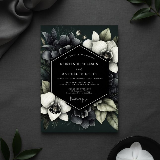 Deep Green Moody Bloom Wedding Invitation (Creator Uploaded)