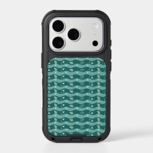 Deep Green Ocean Waves & Seashells Seamless Patter iPhone 17 Pro Case