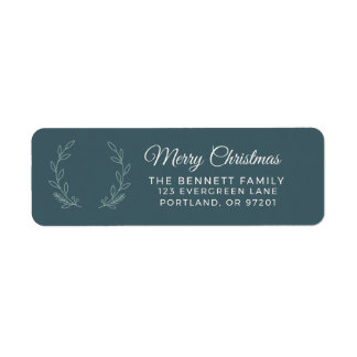 Deep Green Olive Christmas Return Address Label