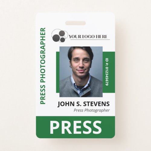 Deep Green Photo  Logo Press ID Badge