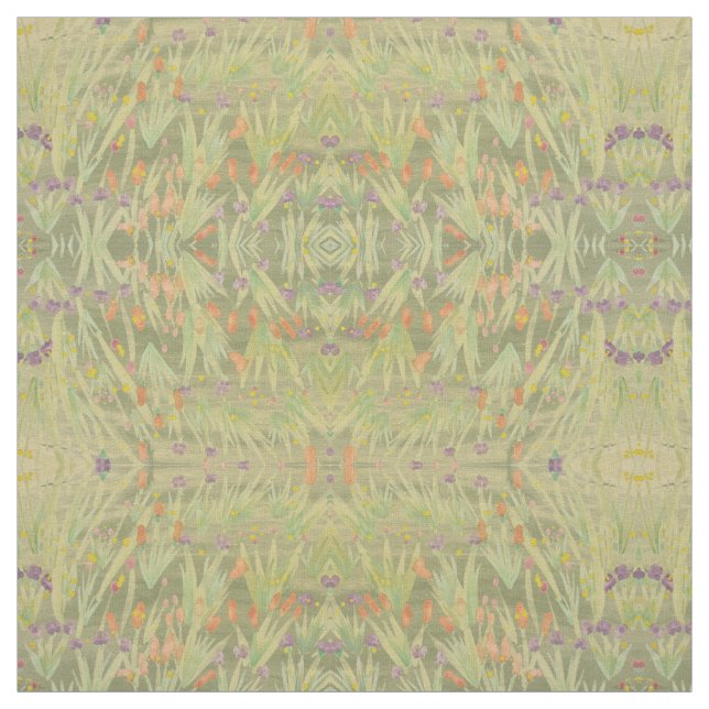 Deep Green Rusty Orange and Purple Fabric (Swatch)