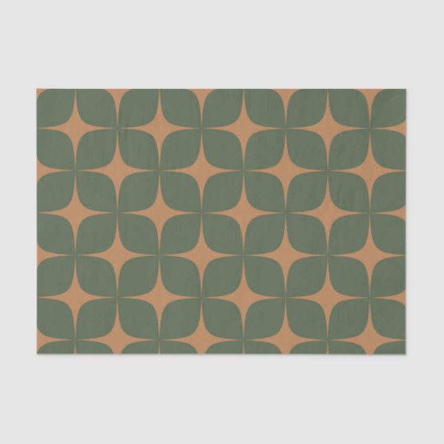 Deep Green Terracotta Mid Century Modern Boho Tissue Paper (Front)
