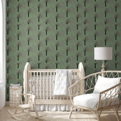 Deep green tree wall paper wallpaper 