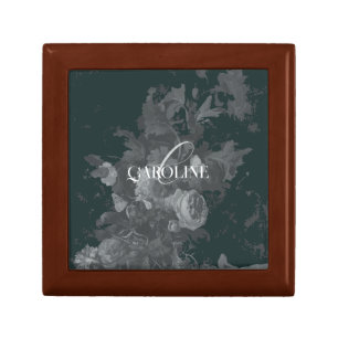 Deep Green Vintage Floral Still Life Stylish Gift Box