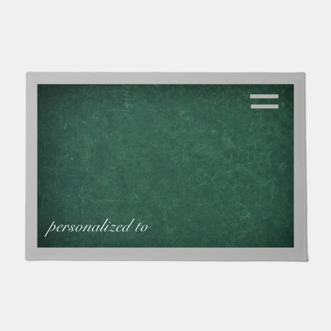 Deep green with gray border custom doormat (Front)