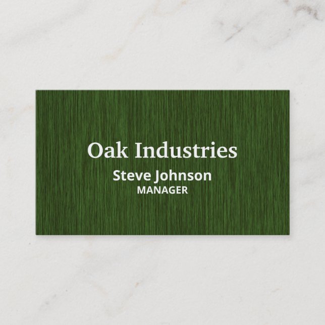 Deep Green Woodgrain Look Professional Business Card (Front)