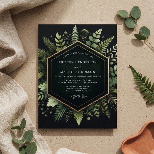 Deep Green Woodland Bloom Wedding Invitation (Creator Uploaded)