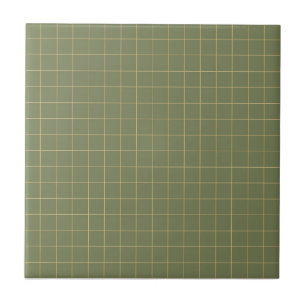 Deep Green & Yellow Checkered Retro Minimalist Ceramic Tile