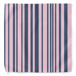 Deep Grey Blue and Pink Stripes Bandana