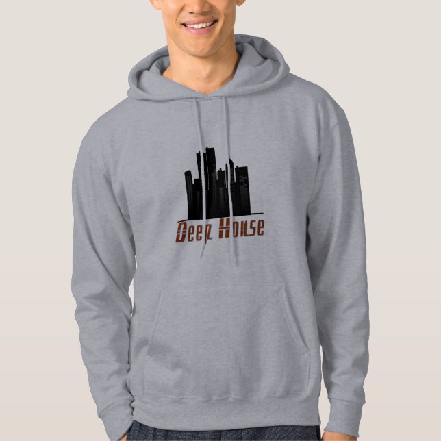 deep house Theme, gray hooded sweatshirt (Front)