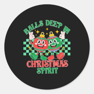 Deep In Christmas Bauble Festive Checkered Xmas Classic Round Sticker