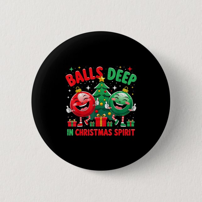 Deep In Christmas Srit Funny Ornament  Button (Front)