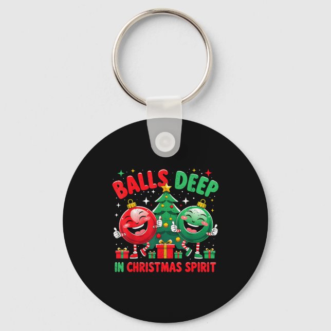 Deep In Christmas Srit Funny Ornament  Keychain (Front)