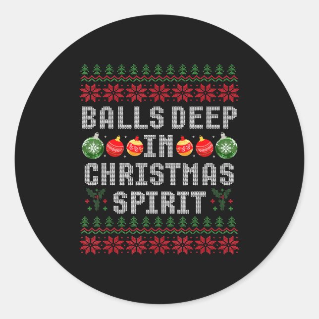 Deep In The Christmas Srit Couple Matching Christm Classic Round Sticker (Front)