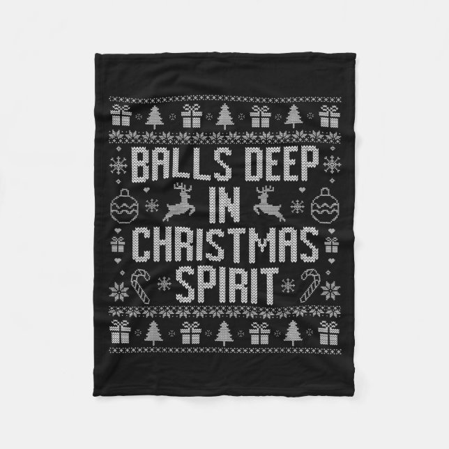 Deep In The Christmas Srit Couples Matching Ugly  Fleece Blanket (Front)