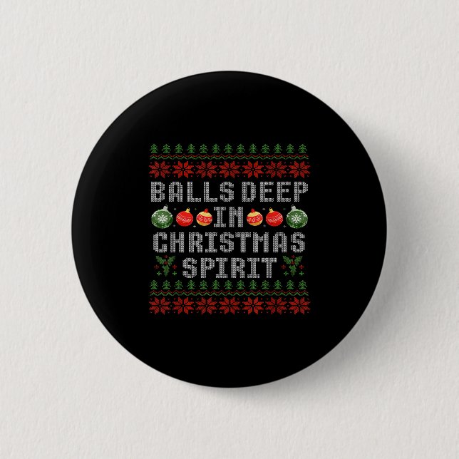 Deep In The Christmas Srit Couples Ugly Matching  Button (Front)