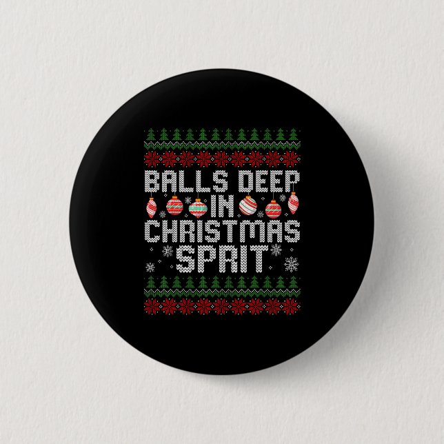 Deep In The Christmas Srit Matching Couples Ugly  Button (Front)
