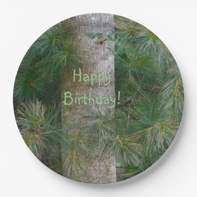Deep In The Pines Happy Birthday Paper Plates (Front)