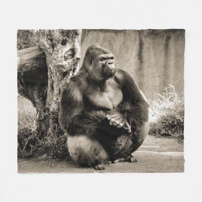 DEEP IN THOUGHT Fleece Blanket (Front (Horizontal))