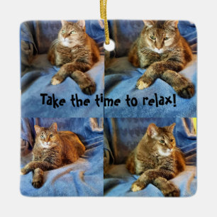 DEEP IN THOUGHT KITTY CERAMIC ORNAMENT