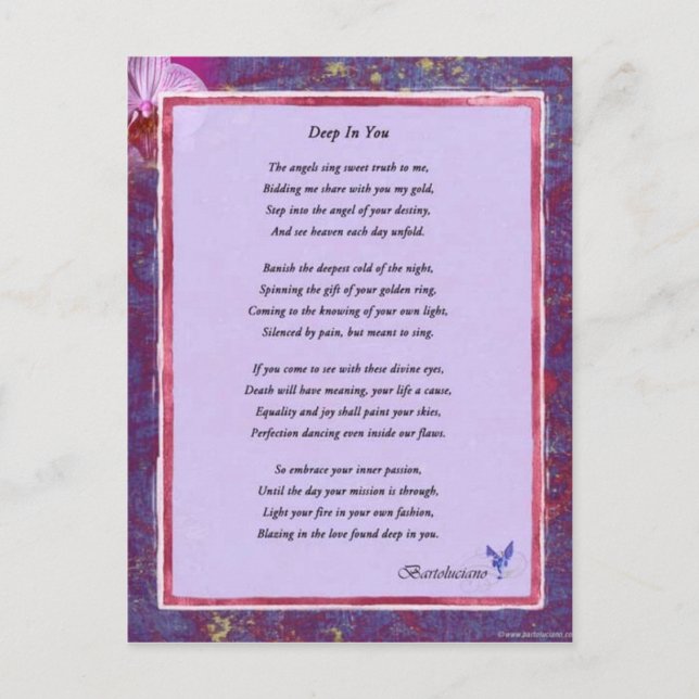 Deep In You Poem Postcard (Front)
