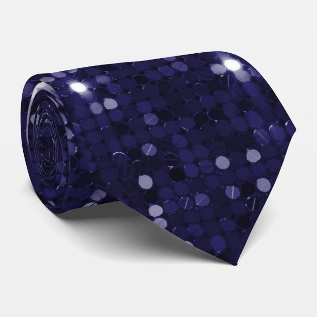 Deep Indigo Shimmer Sparkle Sequin Neck Tie (Rolled)