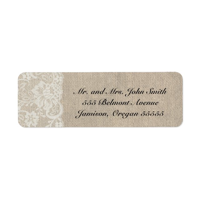 DEEP IVORY Lace and Burlap Return Address Labels (Front)