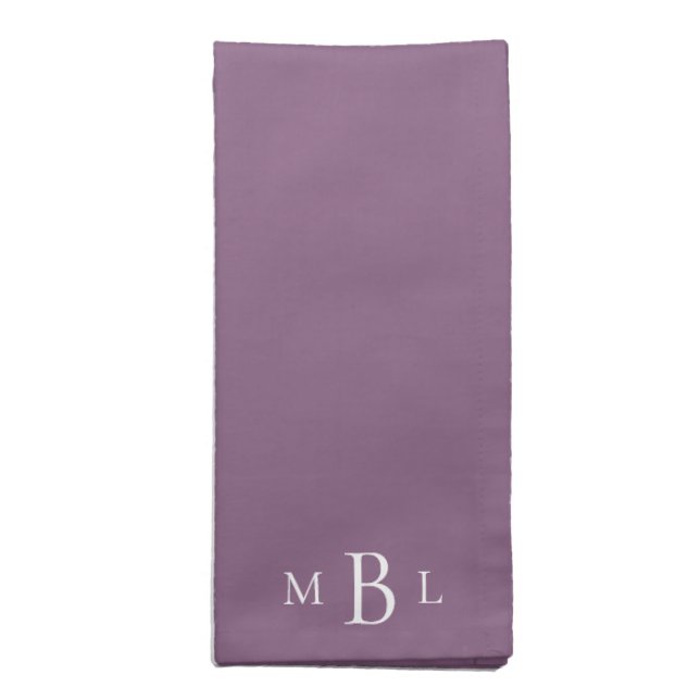 Deep Lavender White  Monogram Cloth Napkin (Folded)