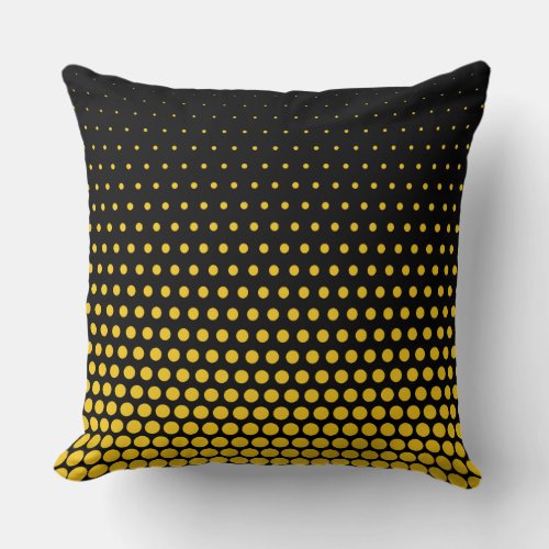 Deep Lemon Polka Dot Modern Black Throw Pillow