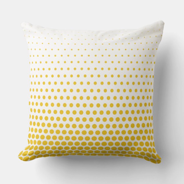 Deep Lemon Polka Dot Modern White Throw Pillow (Front)