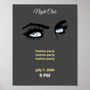 Deep Light Blue Solid Colors Drawing Female Glance Poster