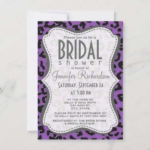 Deep Lilac Leopard Animal Print Invitation