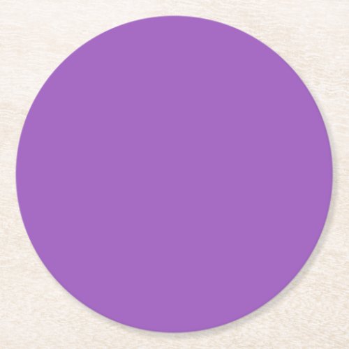 Deep Lilac Solid Color Round Paper Coaster