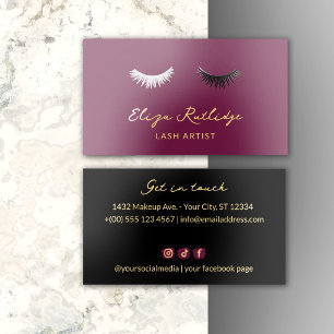 Deep Magenta Glossy Lashes Lash Artist Foil Spot Gloss Business Cards