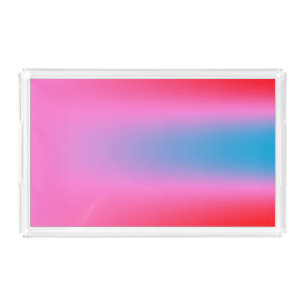 Deep Magenta Pink to Red & Blue Auric Ombre Acrylic Tray