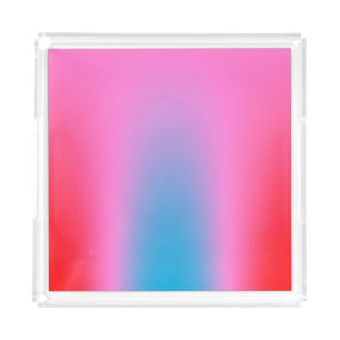 Deep Magenta Pink to Red & Blue Auric Ombre Acrylic Tray