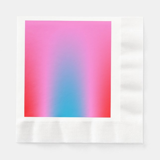Deep Magenta Pink to Red & Blue Auric Ombre  Napkins (Front)