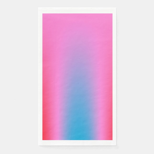 Deep Magenta Pink to Red & Blue Auric Ombre  Paper Guest Towels (Front)