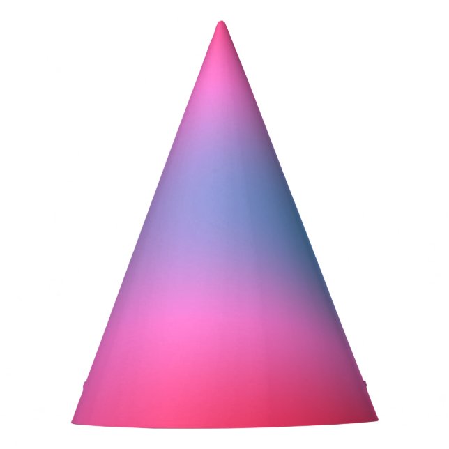 Deep Magenta Pink to Red & Blue Ombre Party Hat (Front)
