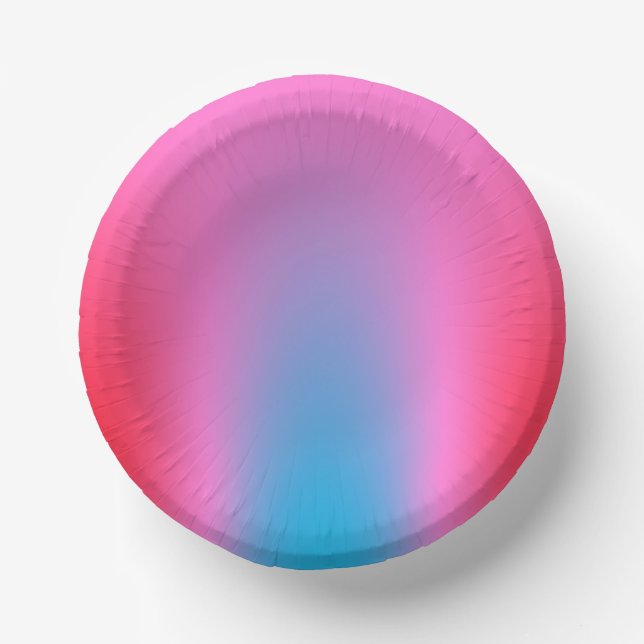 Deep Magenta Pink to Red & Blue Ombre Party Paper Bowls (Front)