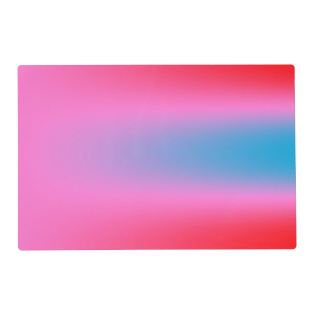 Deep Magenta Pink to Red & Blue Ombre Party Placemat (Front)