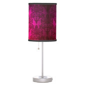 Deep Magenta Pink Victorian Style Damask Pattern Table Lamp (Right)