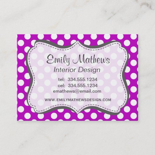 Customizable Deep Magenta Polka Dots Business Card Template