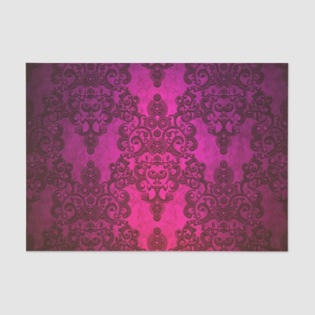 Deep Majenta Damask Tissue Paper (Front)