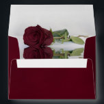 Deep Marbled Burgundy with Rose Elegant Wedding Envelope<br><div class="desc">These beautiful burgundy wedding envelopes are perfect for making your invitations all the more special. They feature a romantic design on the inside flap with a single long stemmed burgundy, maroon, or wine red colored rose reflecting in a pool of water. The back flap has your return address in lacy...</div>