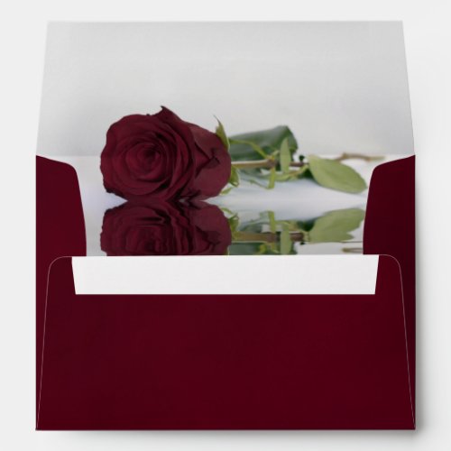 Deep Marbled Burgundy with Rose Elegant Wedding Envelope