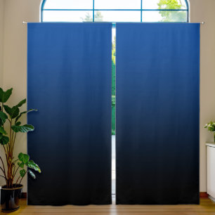 Deep Marine Blue Black Gradient Blackout Curtains