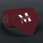 Deep Maroon | Custom Monogram Wedding Groomsmen  Neck Tie<br><div class="desc">Elevate your wedding day or special occasion look with this Elegant Monogram and Custom Name Neck Tie. This is the ultimate accessory for the groom and his entire wedding party, offering a stylish and sophisticated way to ensure everyone's look is coordinated and personal. Featuring a bold, classic white monogram initial...</div>