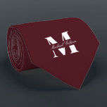 Deep Maroon | Custom Monogram Wedding Groomsmen  Neck Tie<br><div class="desc">Elevate your wedding day or special occasion look with this Elegant Monogram and Custom Name Neck Tie. This is the ultimate accessory for the groom and his entire wedding party, offering a stylish and sophisticated way to ensure everyone's look is coordinated and personal. Featuring a bold, classic white monogram initial...</div>