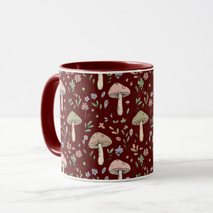 Deep Maroon Fungi Seamless Gothic Dark Academia  Mug